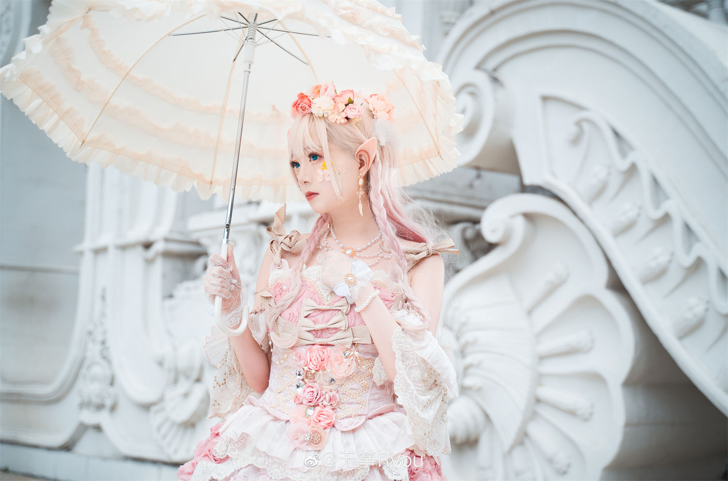 无筝Ryou最新cosplay图片，粉色lolita裙子太可爱了-COS村