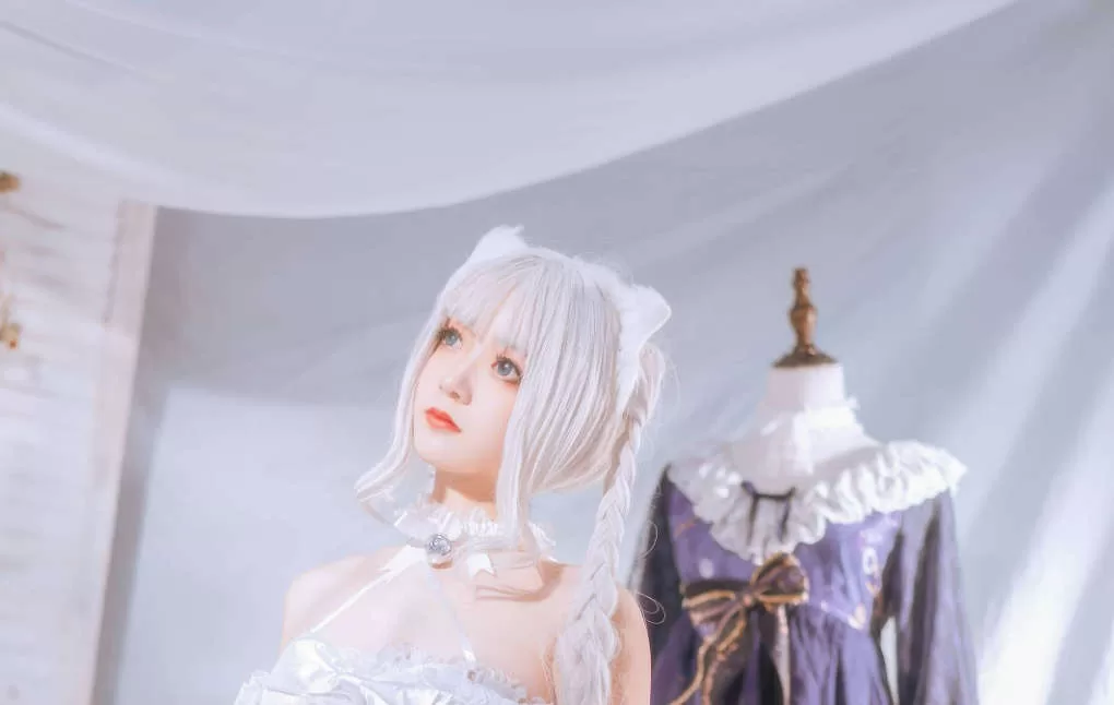 图片[1]-白色猫咪灵动可爱，无筝Ryou cosplay图集带你领略喵星世界-COS村